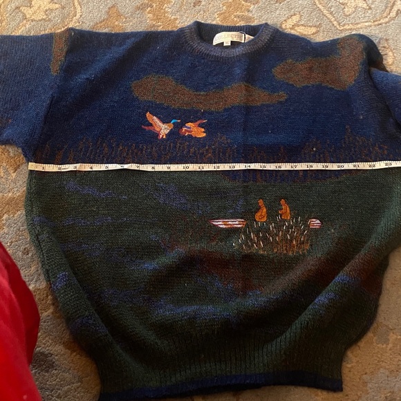 Vintage duck scene Men's Blue and Green Sweater Collectif  XL $80 - Picture 7 of 7